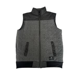 Marc Ecko Cut & Sew Quilted Vest Mens Size M Gray Tweed Insulated Full Zip